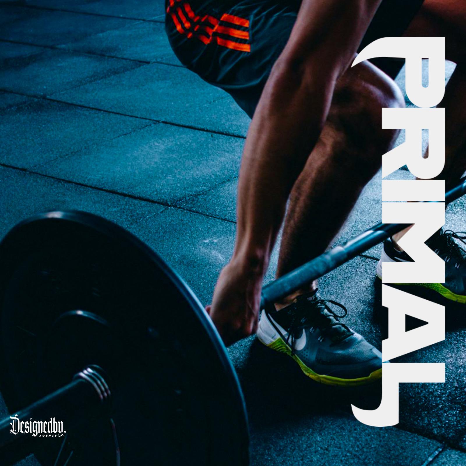 Primal Fitness wordmark over a deadlift photo
